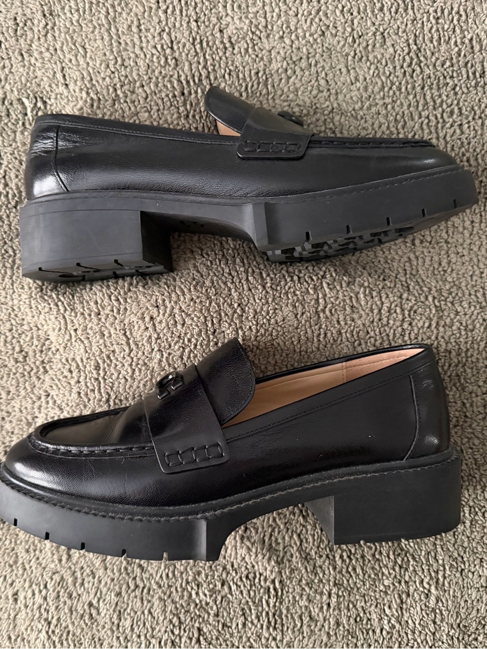 Coach Leah Black Leather Loafers - Picture 4 of 6